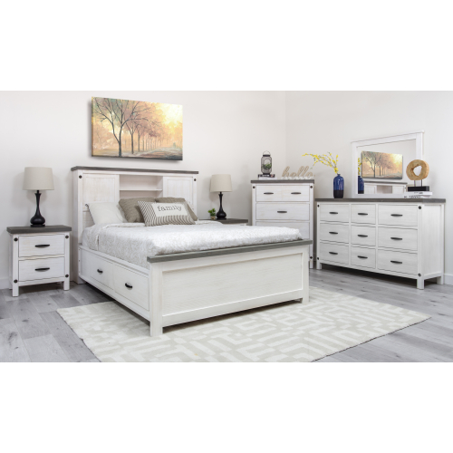 BIANCA BED with  BOOKCASE HEADBOARD - SOLID PINE WOOD